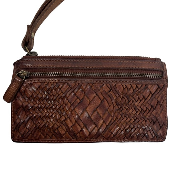 Leather Zip Wristlet Brown Soft Smooth Card Slots Wrist Strap - Picture 2 of 7